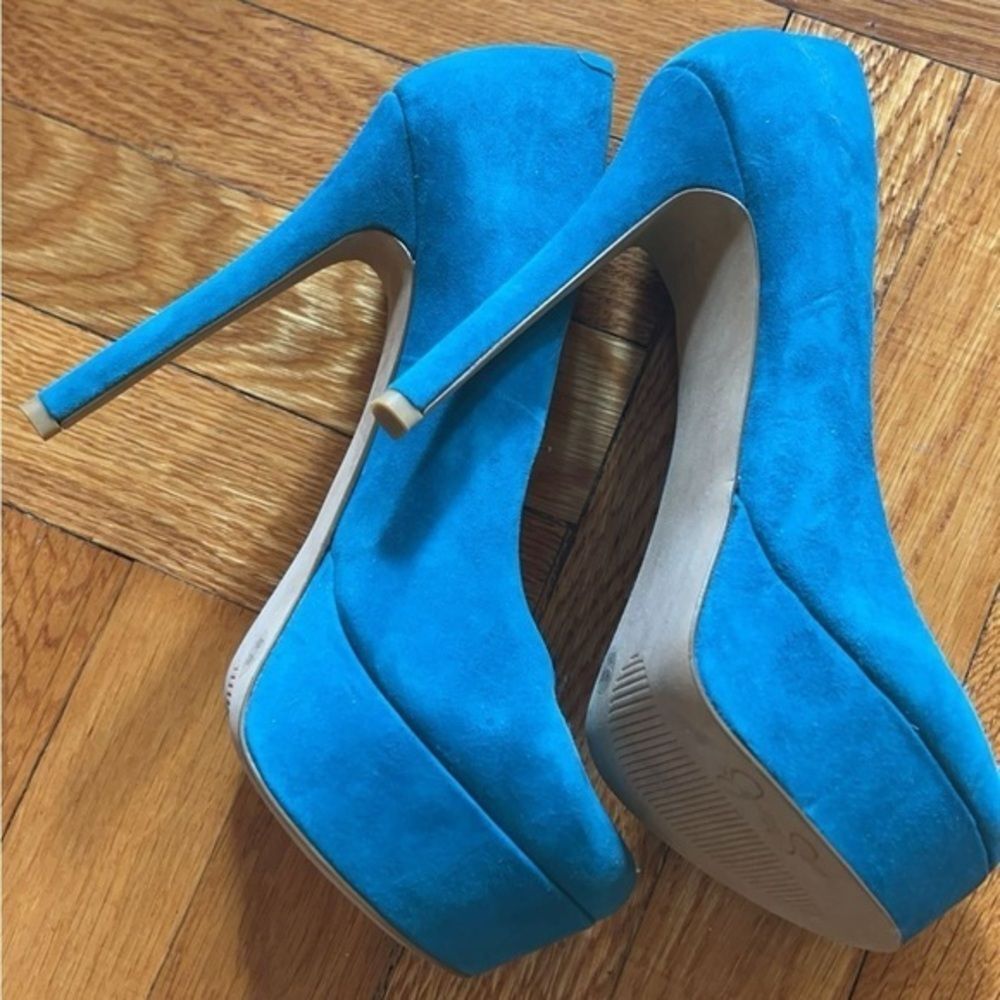 NEW Jessica Simpson heels pumps suede turquoise green